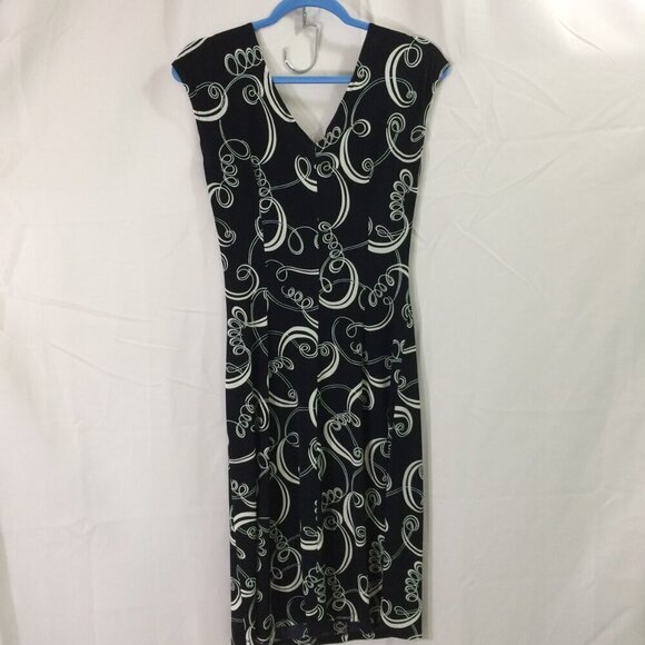 Lady Hathaway Dress Geometric Print Double V Neck Stretch Pullover Size 6 - Picture 2 of 4